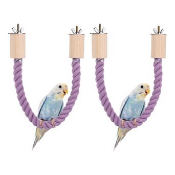 2 pc Bird Rope Perch Swing, Standing Climbing Pole with Paw Grinding Feature for Cage Accessory