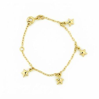 14k Brazilian Gold Filled Figaro Stars Charm Bracelet 5''