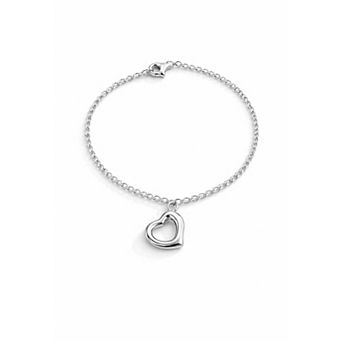 Silver Heart Charm Bracelet Minimalist Elegant Chain Jewelry
