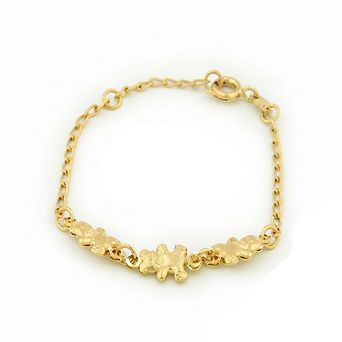 RM GOLD NYC 14k Brazilian Gold Filled Figaro Teddy Bear Bracelet 5''