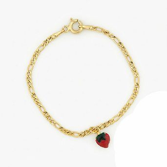 14k Brazilian Gold Filled Figaro Strawberry Charm Bracelet 5''