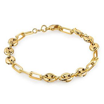 RMZ GOLD NYC 18K Gold Mariner and Paperclip Link Bracelet, 8 in