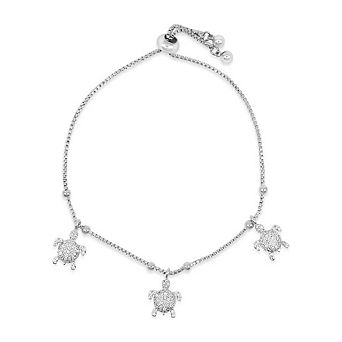 RMZ GOLD NYC 18k Gold Filled Dainty Classic White Micro Pave Turtle Charm Bracelet