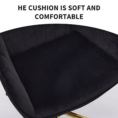 Eazegath Modern Adjustable Home Office Chair, Swivel Vanity Chair with Golden Chrome Base
