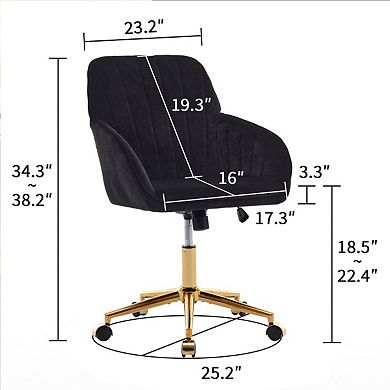Eazegath Modern Adjustable Home Office Chair, Swivel Vanity Chair with Golden Chrome Base