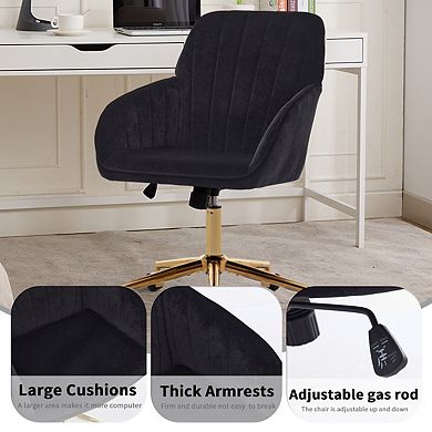 Eazegath Modern Adjustable Home Office Chair, Swivel Vanity Chair with Golden Chrome Base