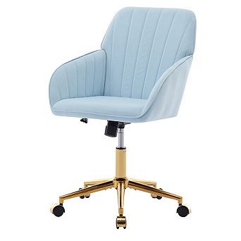 Eazegath Modern Adjustable Home Office Chair, Swivel Vanity Chair with Golden Chrome Base