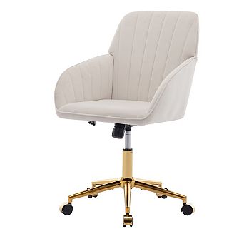 Eazegath Modern Adjustable Home Office Chair, Swivel Vanity Chair with Golden Chrome Base