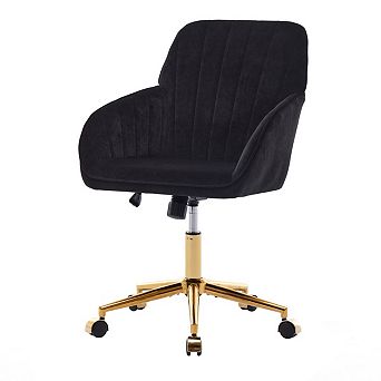 Eazegath Modern Adjustable Home Office Chair, Swivel Vanity Chair with Golden Chrome Base