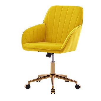 Eazegath Modern Adjustable Home Office Chair, Swivel Vanity Chair with Golden Chrome Base