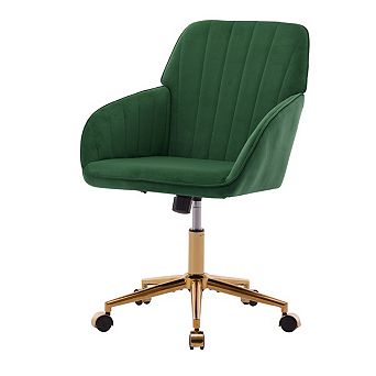 Eazegath Modern Adjustable Home Office Chair, Swivel Vanity Chair with Golden Chrome Base