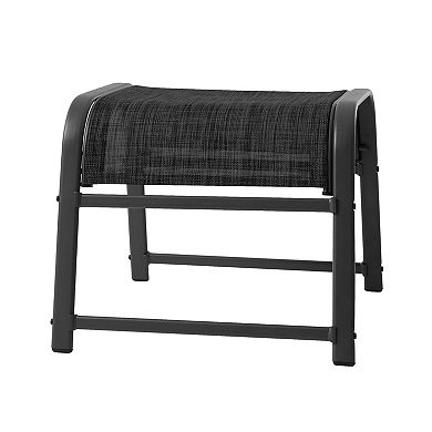 2Pcs Outdoor Ottoman Set, Assemble Required Foot Stool with Textilene Fabric & Iron Frame