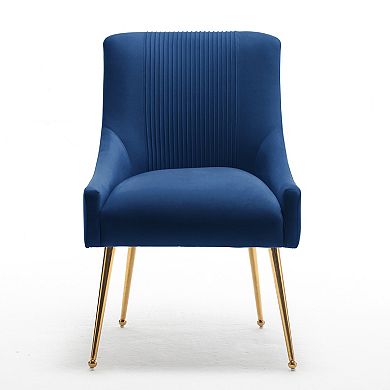 SEYNAR Modern Glam Boucle Pleated Velvet Dining Chair or Vanity Chairs with Rear Handle