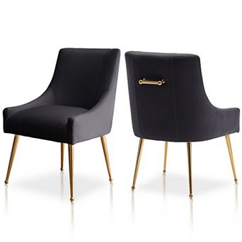 SEYNAR Modern Glam Boucle Pleated Velvet Dining Chair or Vanity Chairs with Rear Handle