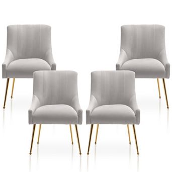 SEYNAR Modern Glam Boucle Pleated Velvet Dining Chair or Vanity Chairs with Rear Handle