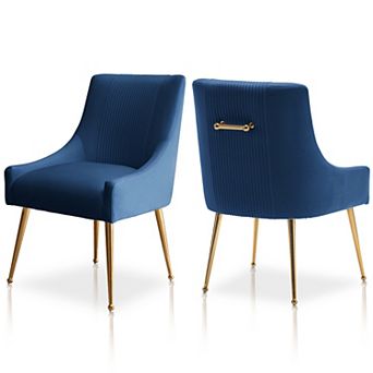 SEYNAR Modern Glam Boucle Pleated Velvet Dining Chair or Vanity Chairs with Rear Handle