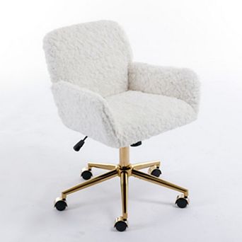 Teddy Fabric Desk Chair,Height Adjustable 360° Swivel Vanity Chair,Leisure Chair for Bedroom Office
