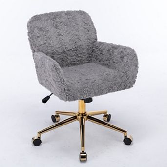 Teddy Fabric Desk Chair,Height Adjustable 360° Swivel Vanity Chair,Leisure Chair for Bedroom Office