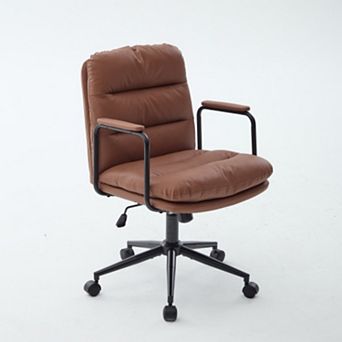 Ergonomic PU Leather Office Chair, 40° Recline and 360° Swivel Height Adjustable for Office Study