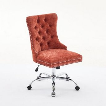 Chenille Tufted Office Chair, High Rebound Sponge Cushion,Adjustable Desk Chair for Home Office