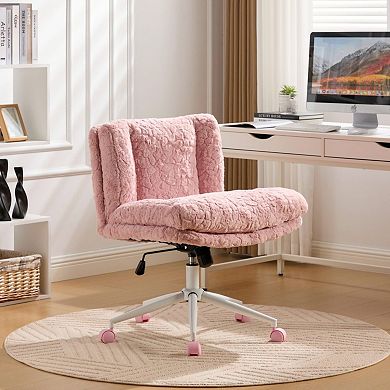 Home Office Chair, Double Cushion, Adjustable Swivel, Ergonomic Vanity Chair for Study Bedroom