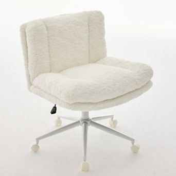Home Office Chair, Double Cushion, Adjustable Swivel, Ergonomic Vanity Chair for Study Bedroom