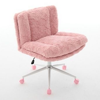 Home Office Chair, Double Cushion, Adjustable Swivel, Ergonomic Vanity Chair for Study Bedroom
