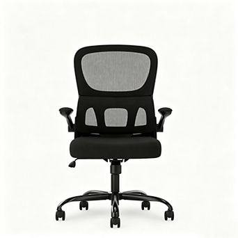 Ergonomic Mesh Office Chair with Lumbar Support, Flip-Up Armrests, Rolling Wheels for Study, Office