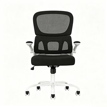 Ergonomic Mesh Office Chair with Lumbar Support, Flip-Up Armrests, Rolling Wheels for Study, Office