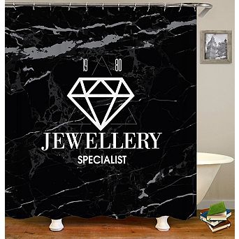 Black Jewellery Shower Curtains for Bathroom Waterproof Decor 72x72 Inch