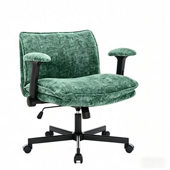 YIORTWO Cross Legged Office Chair with Flip Up Arms Wide Padded Seat