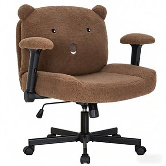YIORTWO Criss Cross Office Chair with Arms Wide Teddy Fabric Seat