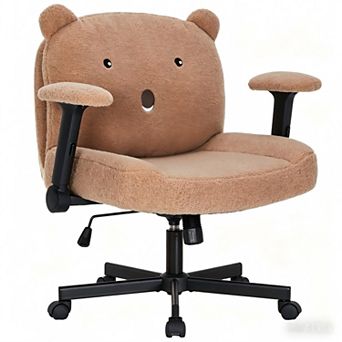 YIORTWO Criss Cross Office Chair with Arms Wide Teddy Fabric Seat