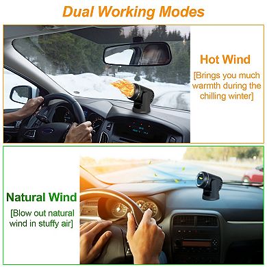 12V 120W Portable Car Heater & Cooling Fan Rotatable Defroster