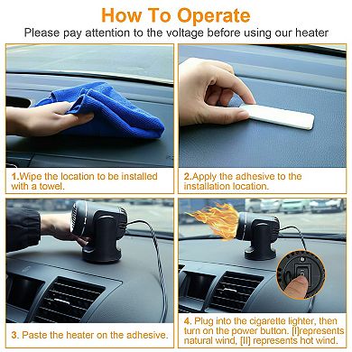 12V 120W Portable Car Heater & Cooling Fan Rotatable Defroster