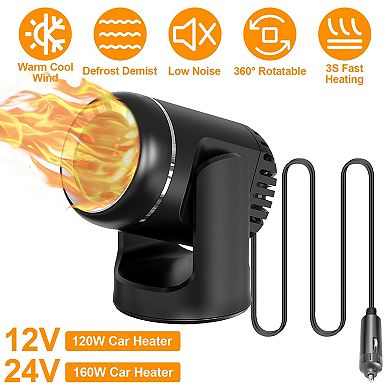 12V 120W Portable Car Heater & Cooling Fan Rotatable Defroster