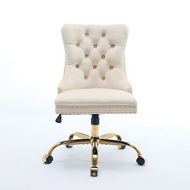Eazegath Velvet Upholstered Adjustable Swivel Home Office Desk Chair with Tufted Back