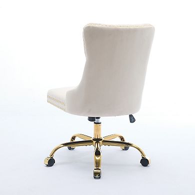 Eazegath Velvet Upholstered Adjustable Swivel Home Office Desk Chair with Tufted Back