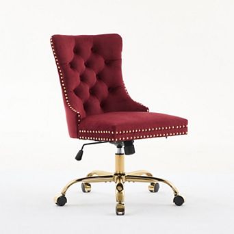 Eazegath Velvet Upholstered Adjustable Swivel Home Office Desk Chair with Tufted Back