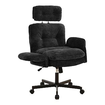 Vabches Chenille Office Chair with Adjustable Arms, Wide Seat, High Back Swivel Desk Chair