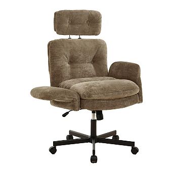 Vabches Chenille Office Chair with Adjustable Arms, Wide Seat, High Back Swivel Desk Chair