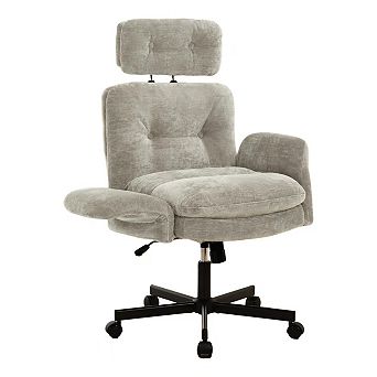 Vabches Chenille Office Chair with Adjustable Arms, Wide Seat, High Back Swivel Desk Chair