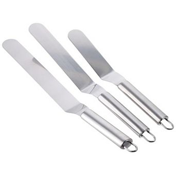 Stainless Steel Cake Spatula Bent Buttercream Scraper set of 3