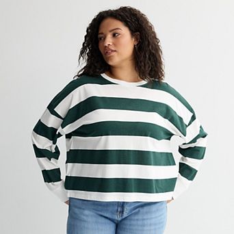 Juniors' Plus Size SO® Boxy Crop Long Sleeve Top
