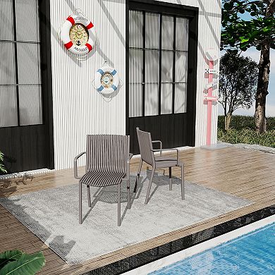 KWPZQEB 4PCS Modern Stackable Plastic Armchair, Slatted Design Outdoor Leisure Chairs for Patio