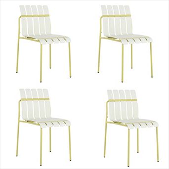 KWPZQEB 4-Pack Striped Color Block Chairs, Waterproof PP Seat Armlesschair for Outdoor