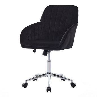 Eazegath Modern Adjustable Home Office Chair, Swivel Vanity Chair with Silver Chrome Base