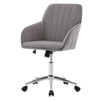 Eazegath Modern Adjustable Home Office Chair, Swivel Vanity Chair with Silver Chrome Base