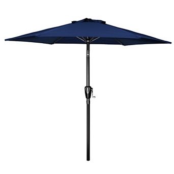 9 Foot Outdoor Patio Umbrella with Push Button Tilt and Crank for Table or Yard Use