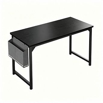 YIORTWO Small Computer Desk with Storage Bag Hook Metal Frame Study Table